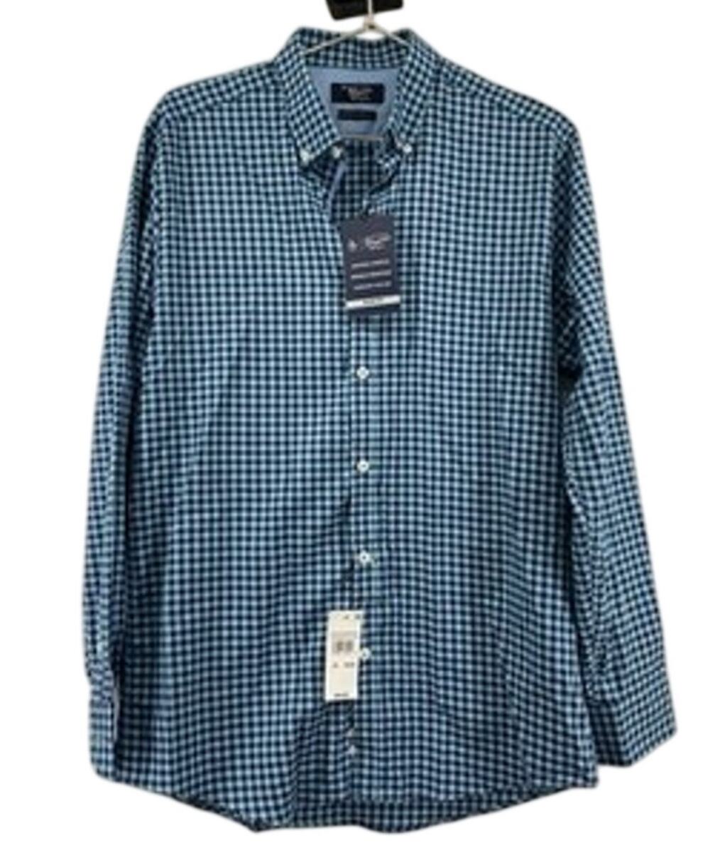 Penguin NWT Men's Heritage Slim Fit Blue Check Long Sleeve Shirt 15 32/33